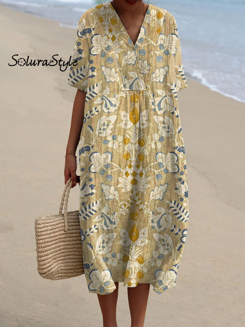 Women’s Florals Art Print Flowy Casual Dress Multicolor / S