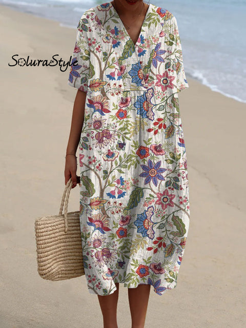 Women’s Florals Art Print Flowy Casual Dress Multicolor / S