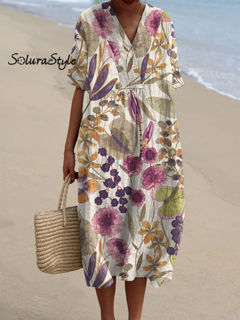 Women’s Florals Art Print Flowy Casual Dress Multicolor / S