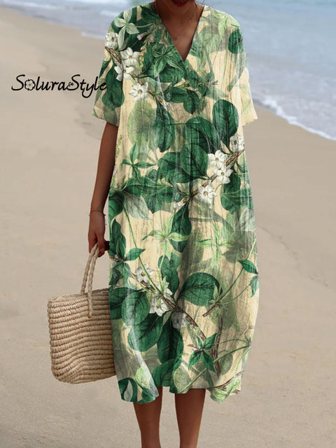 Women’s Flower Art Print Flowy Dress Multicolor / S