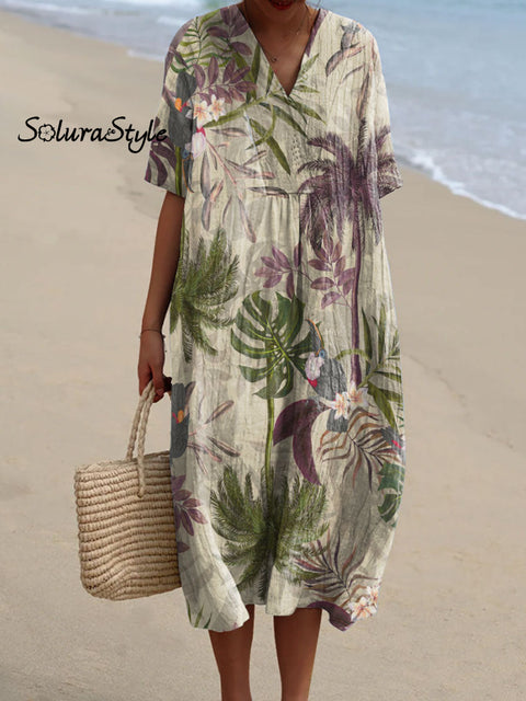 Women’s Flower Art Print Flowy Dress Multicolor / S