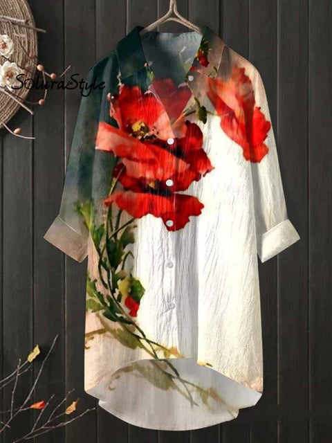 Women’s Flower Printed Long Shirt Dress Color / S