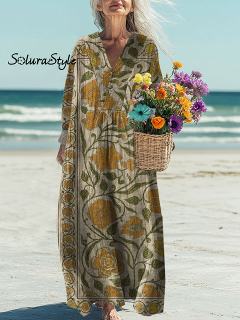 Women’s Flowers Art Print Casual Dress Multicolor / S
