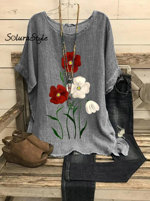 Women’s Flowers Casual Top Colorful / S