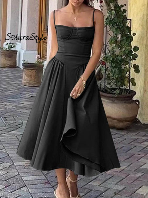 Women’s French Retro Palace Style Elegant Long Dress Black / S