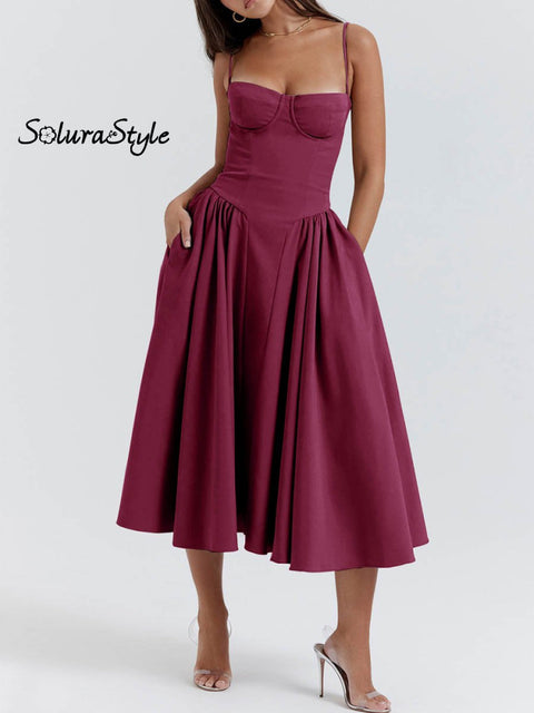 Women’s French Retro Palace Style Elegant Long Dress Darkred / S