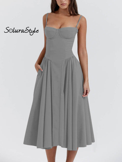 Women’s French Retro Palace Style Elegant Long Dress Grey / S