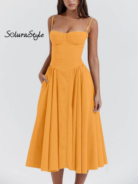 Women’s French Retro Palace Style Elegant Long Dress Orange / S