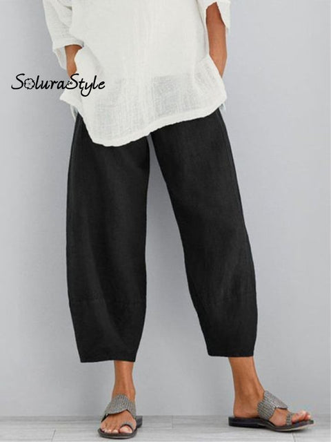 Women’s Linen Casual Pants Black / S
