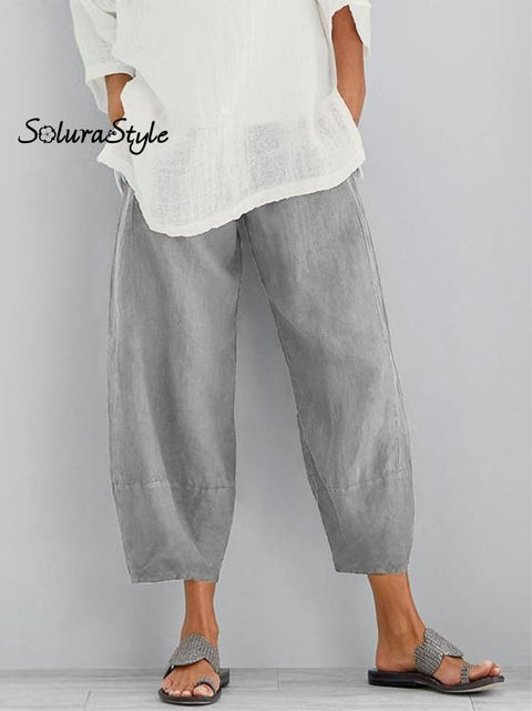 Women’s Linen Casual Pants Grey / S