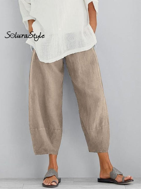 Women’s Linen Casual Pants Khaki / S
