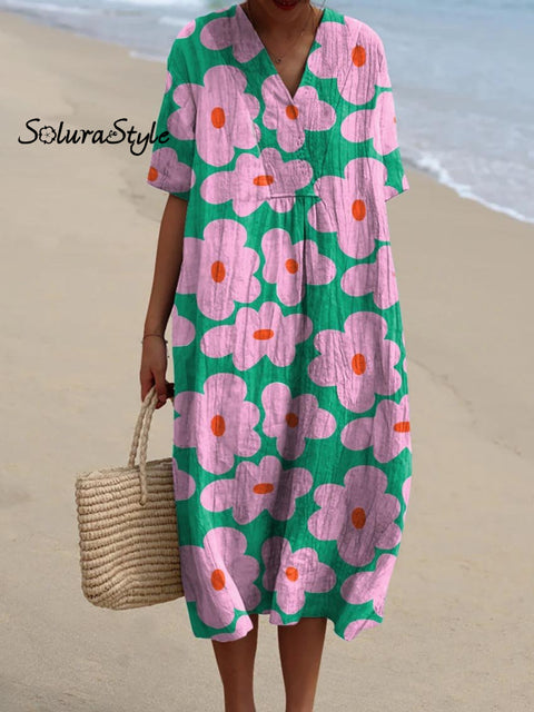 Women’s Lovely Flowers Art Print Flowy Dress Multicolor / S