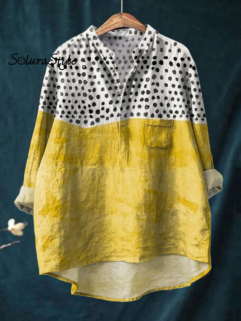 Women’s Modern Abstract Art Print Casual Long Sleeve Comfortable Cotton Shirt Multicolor / S