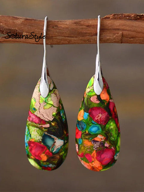 Women’s Natural Teardrop Shape Emperor Stone Earrings Multicolor / Onesize