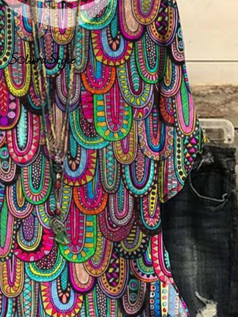 Women’s New Summer Retro Style Printed Casual Top
