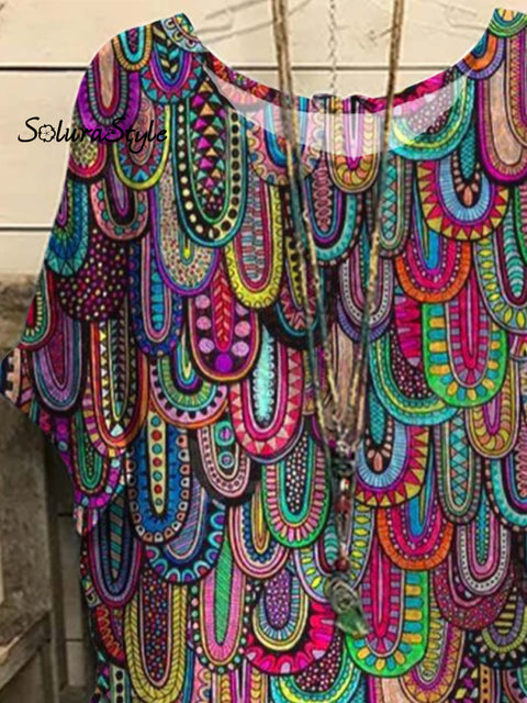 Women’s New Summer Retro Style Printed Casual Top