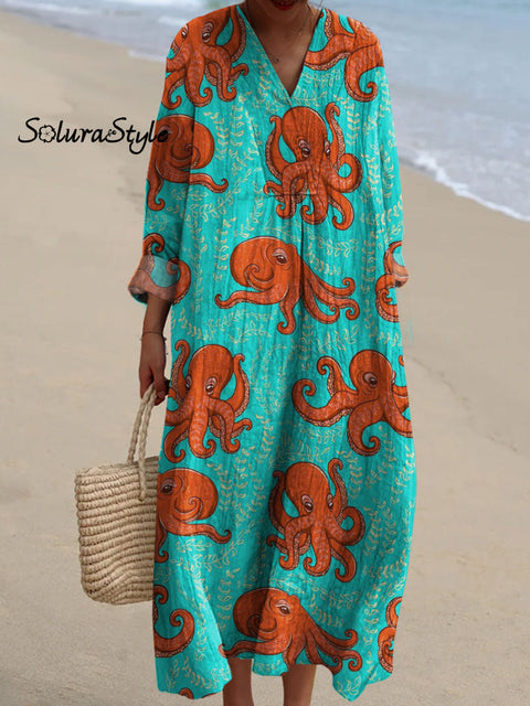 Women’s Octopus Art Print Dress Multicolor / S