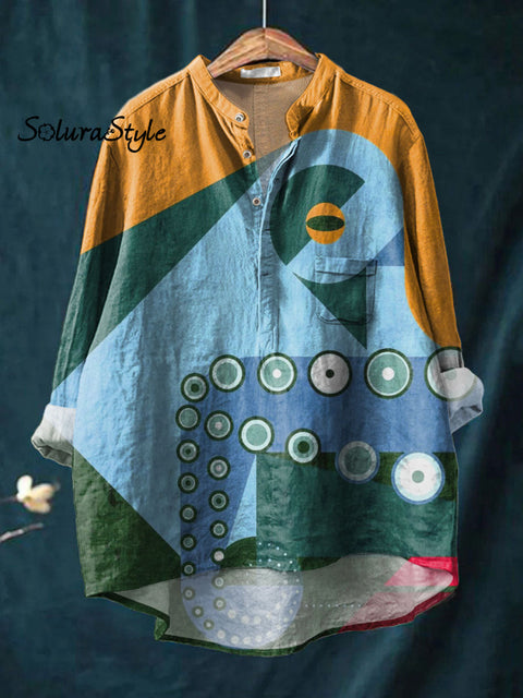Women’s Octopus Tentacles Abstract Art Print Casual Long Sleeve Comfortable Cotton Shirt Multicolor / S