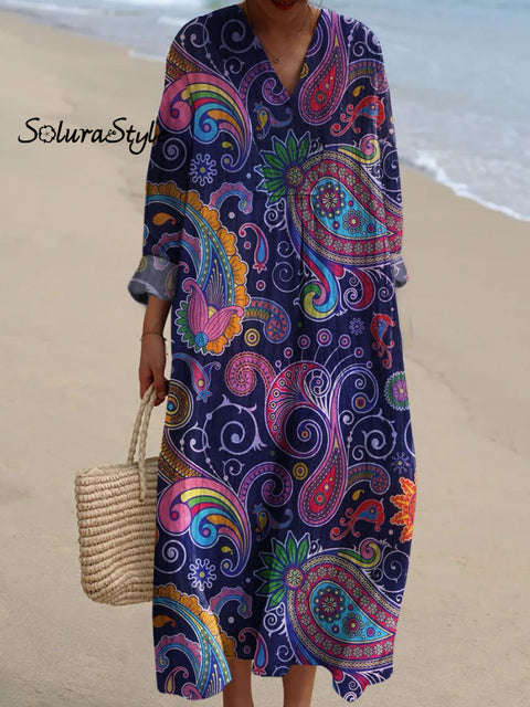 Women’s Paisley Pattern Art Print Dress Multicolor / S