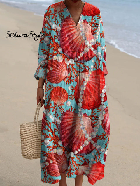 Women’s Pearl Shell Art Print Dress Multicolor / S