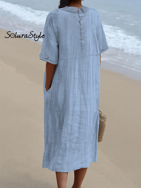 Women’s Pocket Linen Dress（Convertible Dress With Front And Back Option）