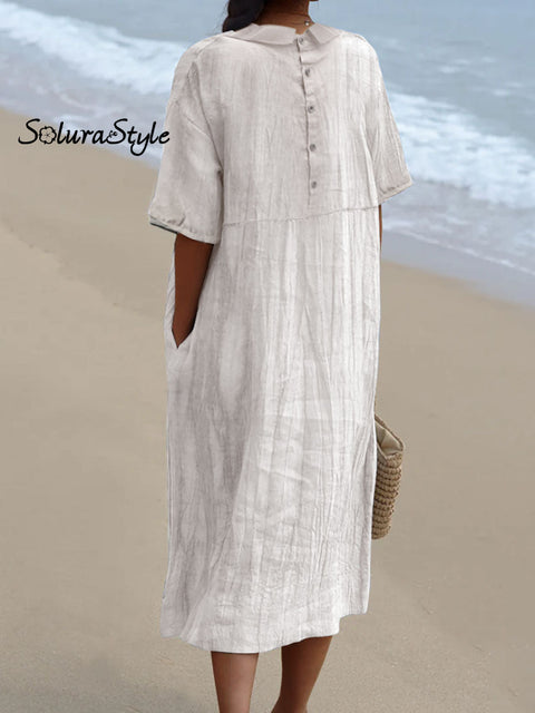 Women’s Pocket Linen Dress（Convertible Dress With Front And Back Option）