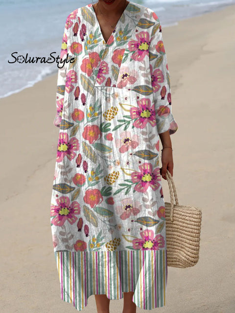 Women’s Retro Floral Art Print Casual Dress Multicolor / S