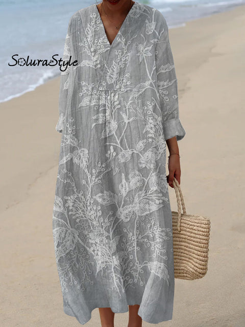 Women’s Retro Floral Art Print Casual Dress Multicolor / S