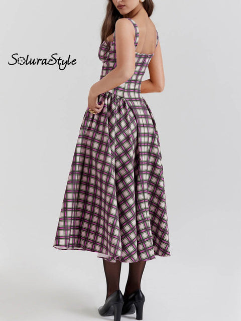 Women’s Retro Striped Style Art Print Elegant Long Dress