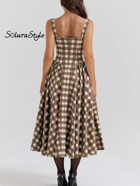 Women’s Retro Striped Style Art Print Elegant Long Dress