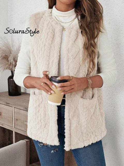 Women’s Reversible Plush Fur Casual Vest Jacket