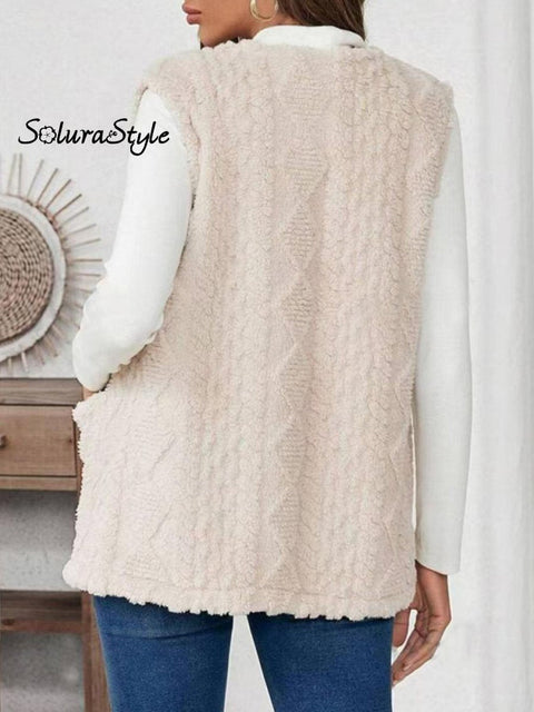 Women’s Reversible Plush Fur Casual Vest Jacket