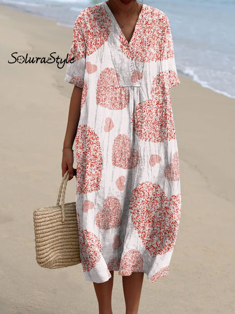 Women’s Romantic Love Art Print Flowy Dress Multicolor / S