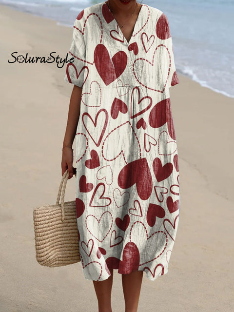 Women’s Romantic Love Art Print Flowy Dress Multicolor / S