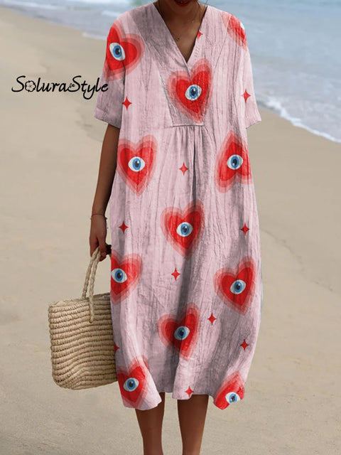 Women’s Romantic Love Art Print Flowy Dress Multicolor / S