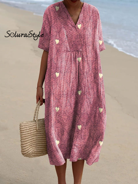 Women’s Romantic Love Art Print Flowy Dress Multicolor / S