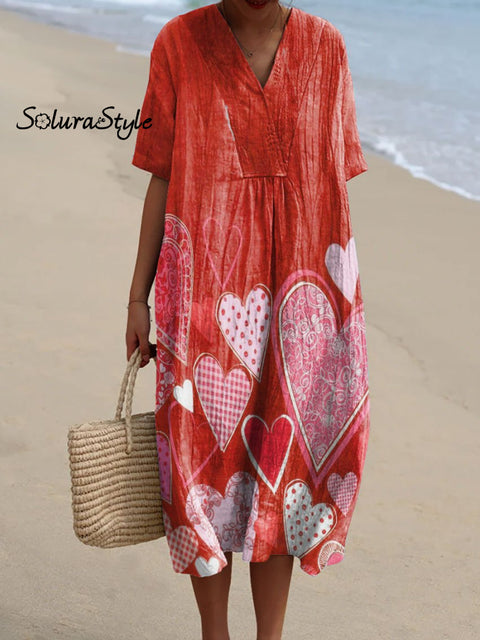 Women’s Romantic Love Art Print Flowy Dress Multicolor / S