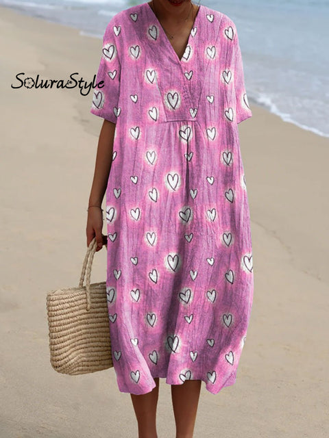 Women’s Romantic Love Art Print Flowy Dress Multicolor / S