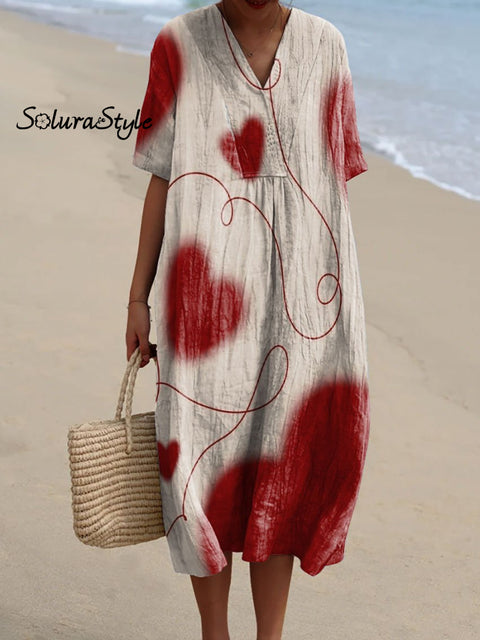 Women’s Romantic Love Art Print Flowy Dress Multicolor / S