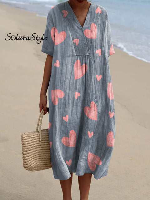 Women’s Romantic Love Art Print Flowy Dress Multicolor / S