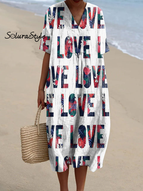 Women’s Romantic Lover Art Print Flowy Dress Multicolor / S