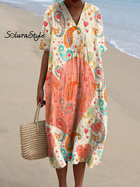 Women’s Romantic Paisley Art Print Flowy Dress Multicolor / S