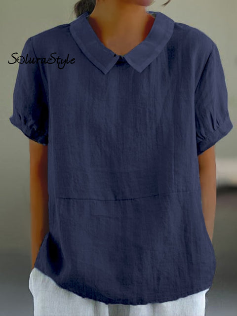 Women’s Solid Color Casual Tops Dark Blue / S