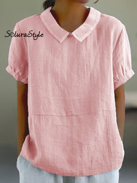 Women’s Solid Color Casual Tops Pink / S