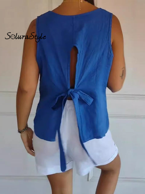 Women’s Solid Color Sleeveless Casual Vest