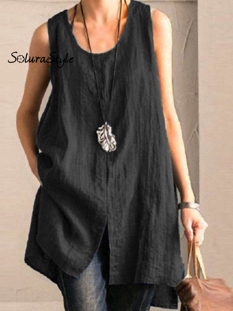 Women’s Solid Color Sleeveless Casual Vest Black / M