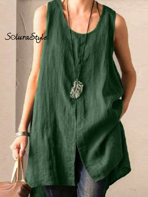 Women’s Solid Color Sleeveless Casual Vest Green / M