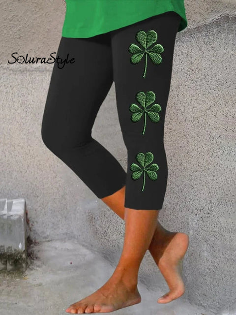 Women’s St.patrick’s Day Art Print Casual Wide Leg Pants Black / S