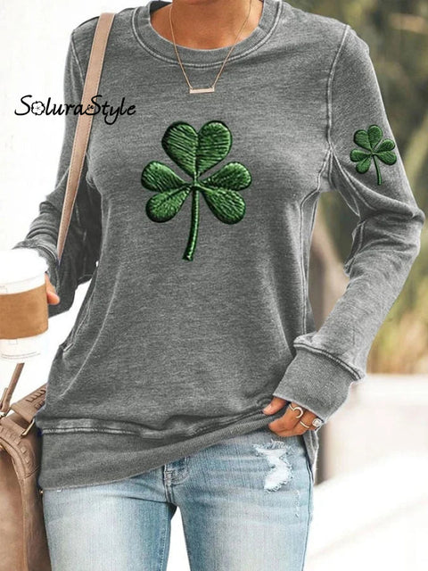 Women’s St.patrick’s Day Art Printed Casual Sweatshirt Grey / S