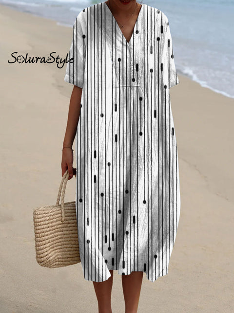 Women’s Stripe Art Print Flowy Dress Multicolor / S